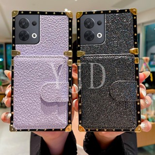 Yjd เคสโทรศัพท์มือถือหนัง ขอบตรง กันกระแทก พร้อมช่องใส่บัตร สําหรับ OPPO Reno8 Pro Reno8 Z