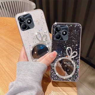 พร้อมส่ง ใหม่ เคสโทรศัพท์มือถือแบบนิ่ม ลายมงกุฎ พร้อมกระจกแต่งหน้า แฟชั่น สําหรับ Realme C53 C55 NFC 2023 RealmeC53