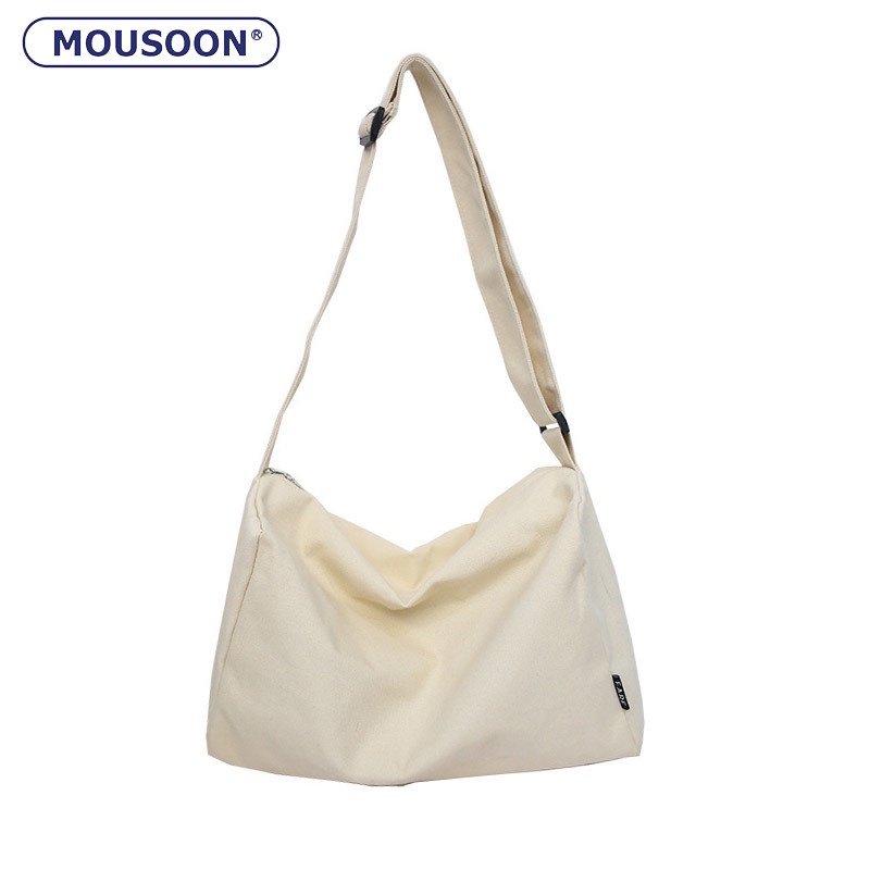 Mousoon กระเป๋าสะพายสุภาพสตรีสไตล์ญี่ปุ่นความจุขนาดใหญ่อเนกประสงค์ขี้เกียจผ้าใบกระเป๋าเกี๊ยว