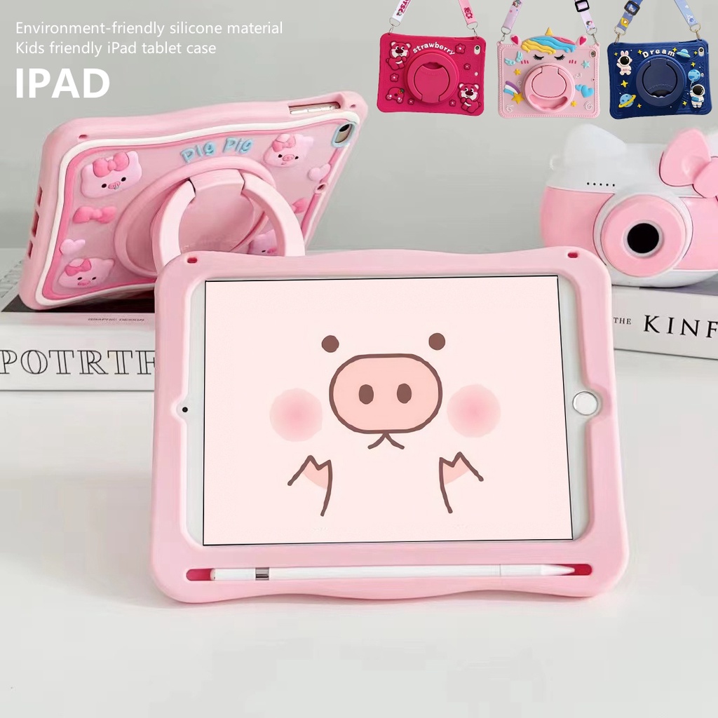 สำหรับ ipad mini7 air6 air11 air13 กรณีป้องกัน เคส ลายการ์ตูนน่ารัก พร้อมช่องใส่ดินสอ สําหรับ Ipad 10th 9th 8th 7th 6th 5th Air Mini 1 2 3 4 5 6 Ipad Pro 11 10.5 9.7 10.9 10.2 นิ้ว