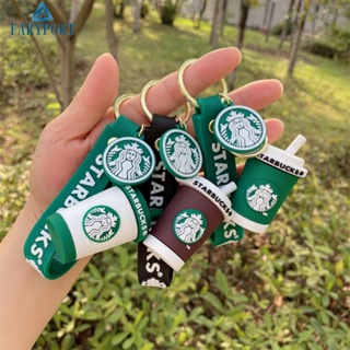 พวงกุญแจ ลายการ์ตูน Starbucks สีขาว สีน้ําตาลกาแฟน่ารัก ใส่สบาย