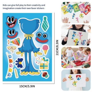 8 ชิ้น Poppy Playtime สติกเกอร์ปริศนาน่ารัก Little Monster DIY สติกเกอร์ใบหน้า Make A Face Snow White Mermaid เด็กเกมจิ๊กซอว์ PartyGirls ของขวัญ
