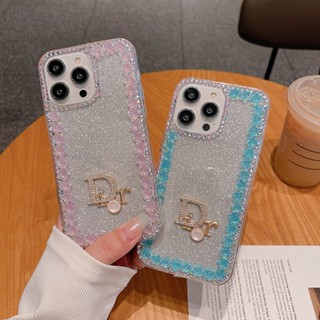 เคส iPhone 14 Pro Max 13 12 11 Pro Max XS Max 13 12 XS Max XR X XS 7 8 Plus โทรศัพท์มือถือ ลายดอกกุหลาบ 3D ประดับกลิตเตอร์ พลอยเทียม ไล่โทนสี หรูหรา สําหรับ