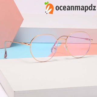 OCEANMAPDZ แว่นตาอ่านหนังสือ โลหะ ป้องกันรังสีอัลตราไวโอเลต ป้องกันรังสี สไตล์เกาหลี เรียบง่าย สําหรับผู้หญิง นักเรียน