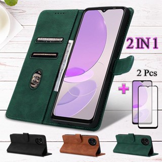 2 IN 1 เคสโทรศัพท์เซรามิค แบบฝาพับ พร้อมตัวป้องกันหน้าจอโค้ง สําหรับ ITEL S23