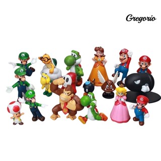 Gregoriowj ตุ๊กตาฟิกเกอร์ Super Mario Bros Luigi PVC ขนาดเล็ก ของเล่นสําหรับเด็ก 18 ชิ้น ต่อชุด