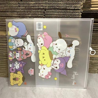 Sanrio กระเป๋าเอกสาร แบบใส ขนาด A4 มีซิป สําหรับใส่เอกสาร เครื่องเขียน 4 ชิ้น