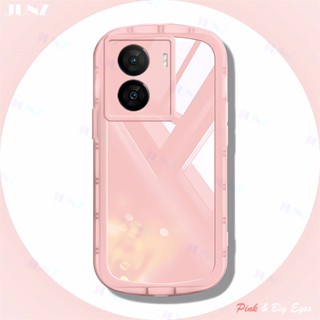 เคสโทรศัพท์มือถือแบบนิ่ม โปร่งแสง สีชมพู สําหรับ Vivo Y36 IQOO Z7 Z7X 11 V27 V27e X90 Y02 Y02A Y02T Y22 Y22S Y16 V25 V25e Y35 X80 V23 Y15S Y01 X70 Y33S Y20 Pro 4G 5G J006-1