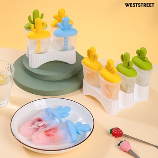 Weststreet แม่พิมพ์ไอศกรีม รูปกระบองเพชร 4/6 ช่อง ไม่เหนียวติด ถอดง่าย DIY สําหรับทําไอศกรีม ไอศกรีม