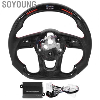 Soyoung Steering Wheel  Shift Lights Display Carbon Fiber Fit for Audi B9 S4 S5 RS3 RS4 RS5 2017+ Nappa Perforated Leather