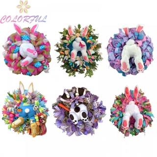 【COLORFUL】Bunny Wreath PVC &amp; Fabric Year 2023 Easter Decor For Living Room/bedroom Wall