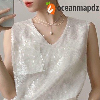 OCEANMAPDZ เครื่องประดับ จี้ทรงหยดน้ํา สองชั้น สวยหรู สไตล์เกาหลี วินเทจ แฟชั่น สําหรับงานแต่งงาน