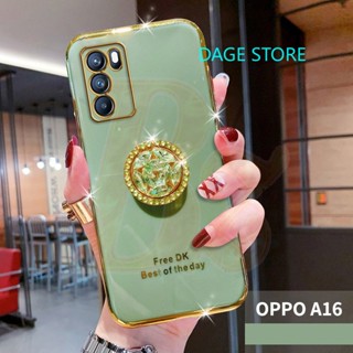 สําหรับ OPPO A16 เคสโทรศัพท์ ชุบไฟฟ้า วิบวับ คริสตัล ที่จับ ฝาครอบ นิ่ม TPU ฝาหลัง