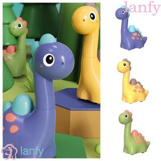 LANFY โมเดลรถยนต์ รูปการ์ตูนไดโนเสาร์ สีเหลือง สีเขียว ของเล่นสําหรับเด็ก ให้เป็นของขวัญวันเกิด