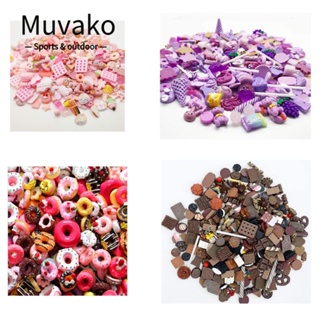 MUVAKO จี้เรซิ่น รูปโดนัท ช็อคโกแลต ขนมหวาน หลากสี 100 ชิ้น DIY