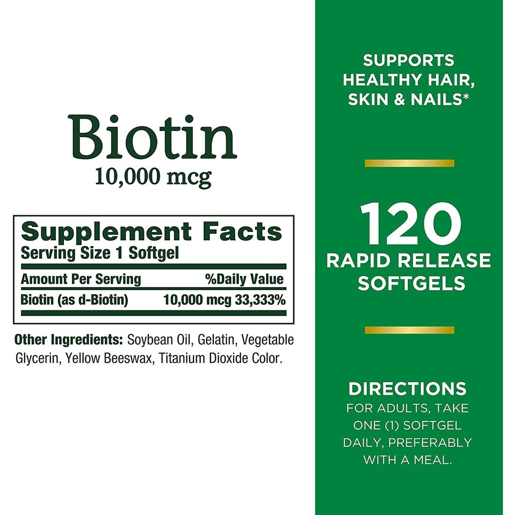 ✅พร้อมส่ง✅แท้ บำรุงผม เล็บ ผิว Nature’s Bounty Biotin 10000 mcg Softgels 120เม็ด, Supports Healthy Hair, Skin and Nails! - รูปที่ 3