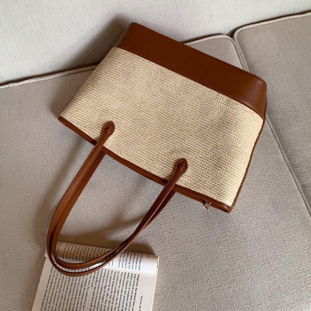 Bubble Straw Beach Bag, กระเป ๋ าสะพายไหล ่ สีตัดกันขนาดใหญ ่ , กระเป ๋ าสะพายข ้ างทอแฮนด ์ เมดกระเป ๋ าเดินทาง