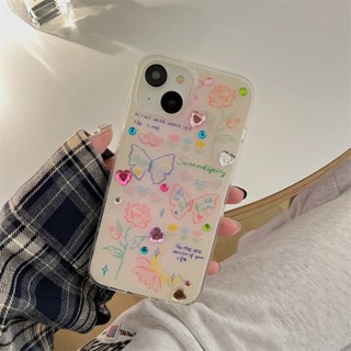 เคสโทรศัพท์มือถือแบบแข็ง กันกระแทก ลายผีเสื้อ ดอกกุหลาบ สามมิติ เรียบง่าย diy สําหรับ Iphone 14promax 13 12 11 14pro 13