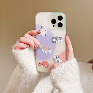 เคสโทรศัพท์มือถือ ซิลิโคนนิ่ม ใส กันกระแทก ลายกราฟฟิตี้แมวน่ารัก สร้างสรรค์ สําหรับ Apple Iphone 11 12 13 14promax 13 11 12 14pro 13promax 12pro