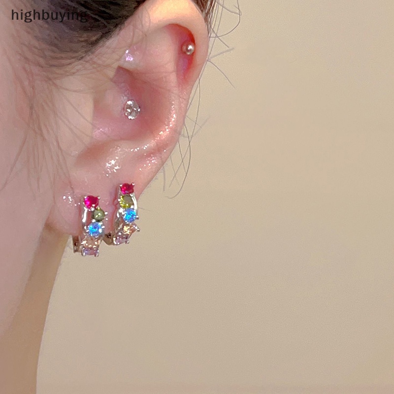 [highbuying] 1 คู่ แฟชั่นเกาหลี วินเทจ ที่มีสีสัน พลอยเทียม ห่วง ต่างหู สําหรับผู้หญิง สุนทรียภาพ เครื่องประดับ เก๋ไก๋ งานแต่งงาน อุปกรณ์ใหม่ พร้อมส่ง