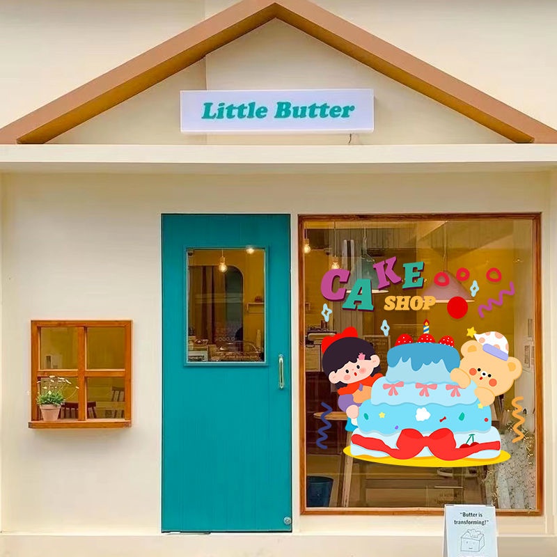สติกเกอร์ ลายการ์ตูนน่ารัก สําหรับติดตกแต่งกระจก หน้าต่าง ประตู ร้านเค้ก เบเกอรี่ - รูปที่ 5