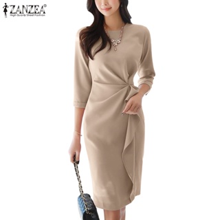 Zanzea ชุดมินิเดรสลําลอง คอกลม แขนห้าส่วน สีพื้น สไตล์เกาหลี…