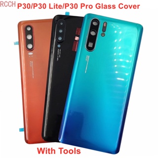 สําหรับ Huawei P30 P30 Lite P30 Pro แบตเตอรี่ กระจก ฝาหลัง ประตู เคสแผงด้านหลัง พร้อมกาวเลนส์กล้อง