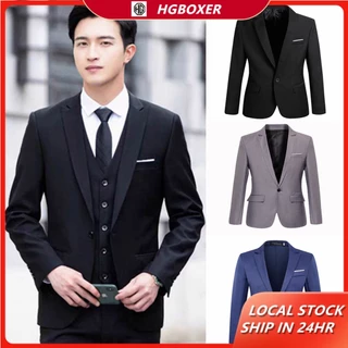 【จัดส่งในพื้นที่】เสื้อแจ็กเก็ตสูทลําลอง ทรงสลิมฟิต สไตล์เกาหลี สําหรับผู้ชาย