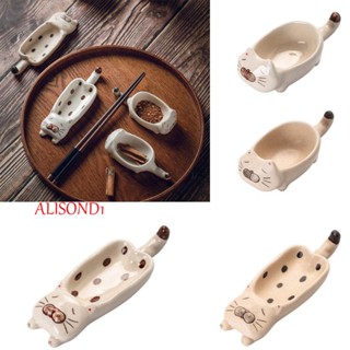 ALISOND1 จานเซรามิค ลายแมวน่ารัก ของใช้บนโต๊ะอาหาร สําหรับใส่ซีอิ๊ว