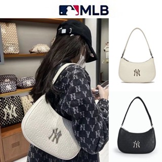 OUELETS 🇰🇷  กระเป๋าสะพายข้าง MLB แท้ 100% นำเข้าจากเกาหลี กระเป๋าใต้วงแขน สีดำ/ขาว【พร้อมถุงของขวัญใบเล็ก】