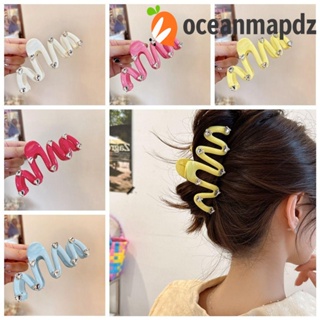 OCEANMAPDZ กิ๊บติดผมเจลลี่ รูปกรงเล็บปลาฉลาม ประดับเพชร สีสันสดใส แบบเรียบง่าย สไตล์เกาหลี สําหรับผู้หญิง