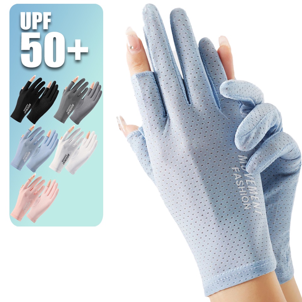 UPF50 + ผู้หญิงกันแดดป้องกันรังสียูวีตกปลาถุงมือกีฬา Unisex