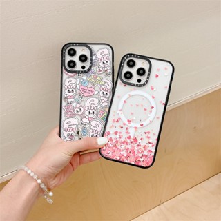【Scattered Love bunny】CASETIFY เคสโทรศัพท์มือถืออะคริลิค ป้องกัน ลายตัวอักษร สําหรับ iPhone 14 Pro MAX 11 12 13 Pro MAX 14 Plus