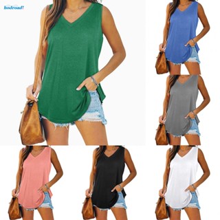 【HODRD】Pink Sleeveless Womens Tank Top Vest with V Neck and Casual Loose Blouse Design【Fashion】