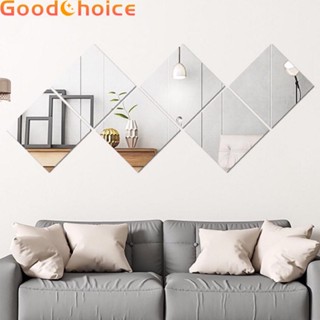 【Good】Stylish Silvery Mirror Wall Stickers Set of 6 Self Adhesive Tiles for Home Decor【Ready Stock】