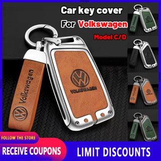 เคสกุญแจรถยนต์ หนังวัวแท้ สังกะสีอัลลอย คุณภาพสูง สําหรับ Volkswagen C/D Golf Beetle Touareg Jetta Passat Polo Santana Caddy up! GTI Golf IV Multivan New Beetle Touran Amarok Bora Buggy CC Cabrio Cabriolet Caravelle Corrado Crafter Eos Eurovan Fox GLI Gol