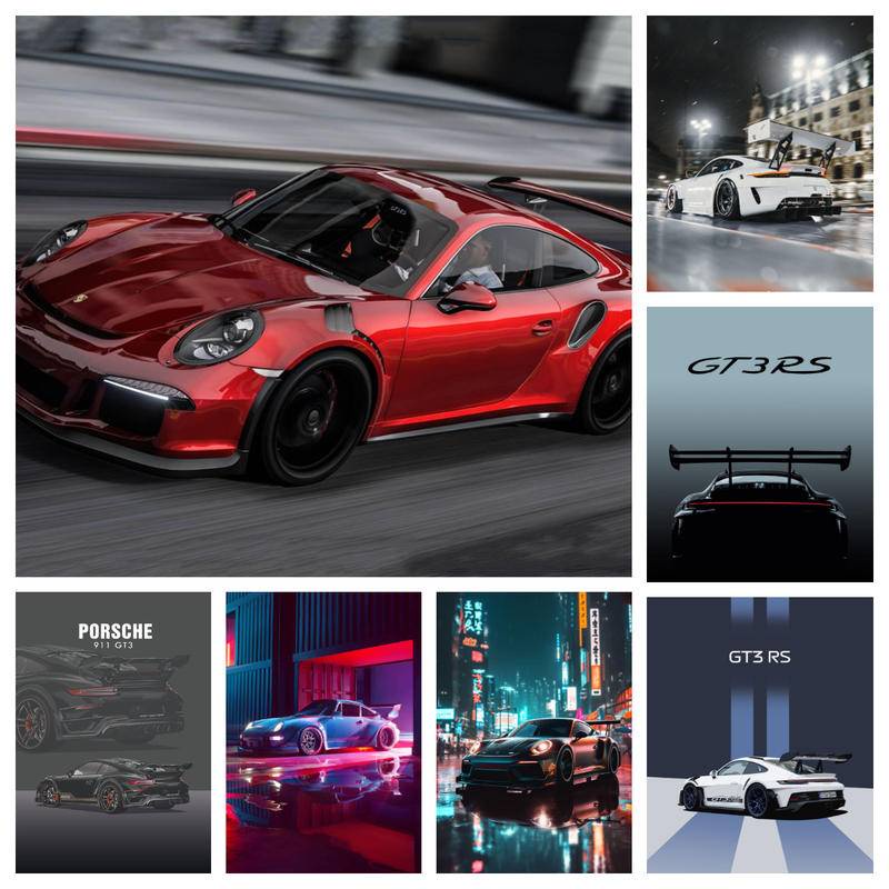 โปสเตอร ์ รถ wall art Porche 911 GT3 ผ ้ าใบพิมพ ์ โปสเตอร ์ wall art ตกแต ่ ง