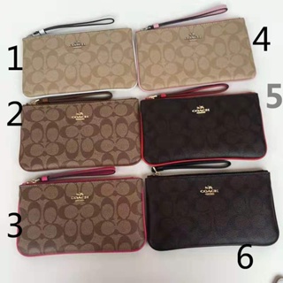 Large Wristlet F58695 (7.8นิ้ว) กระเป๋าคลัชสำหรับสุภาพสตรี แท้ COAC H กระเป๋าสตางค์ซิปเดี่ยวแบบคลาสสิก พิมพ์ลายคลาสสิก