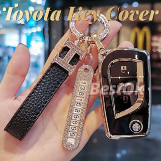 เคสกุญแจรีโมตรถยนต์ TPU พร้อมพวงกุญแจ สําหรับ toyota Corolla RAV4 Avensis Verso Yaris Aygo Hilux Fortuner Camry Revo Altis