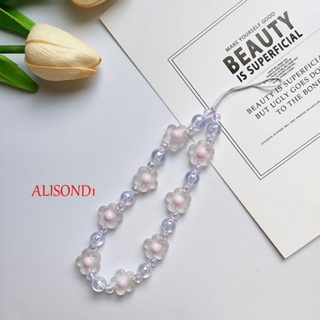 ALISOND1 สายคล้องโทรศัพท์มือถือ ประดับลูกปัดเลเซอร์ ลายดอกไม้เอลฟ์ สําหรับเคสโทรศัพท์มือถือ