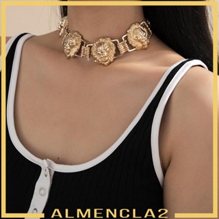 [Almencla2] สร้อยคอโชคเกอร์ โลหะ จี้หัวสิงโต สไตล์ฮิปฮอป สําหรับผู้หญิง และผู้ชาย