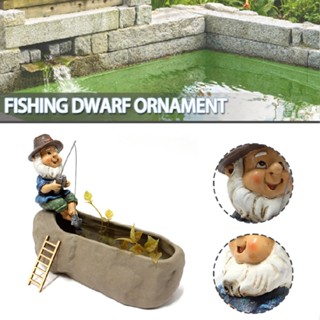 Garden Gnome Statue Resin Fishing Dwarf Figurines Outdoor Yard Ornament