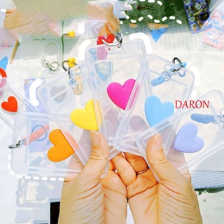 Daron ซองใส่บัตร พลาสติกใส ลายหัวใจ พร้อมพวงกุญแจ สไตล์เกาหลี สําหรับผู้หญิง