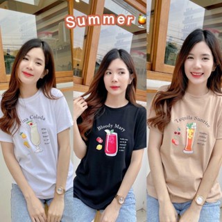 แฟชั่นใหม่ล่าสุด Jarikashop - เสื้อยืดลายค็อกเทล ( COCKTAILS ) ( งานป้าย.. Jarika ) ( จ125 )