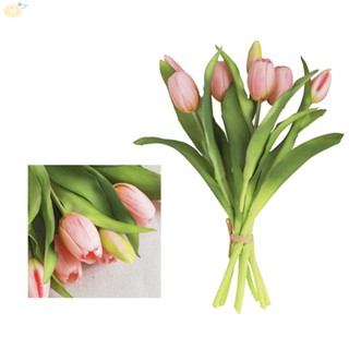 【VARSTR】Artificial Flowers Fake Tulip Bouquet For Wedding Decoration Pink Red Rose Red