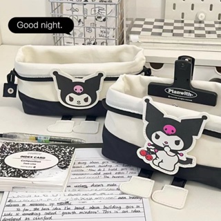 กระเป๋าดินสอ ขนาดใหญ่ จุของได้เยอะ ลาย Sanrio Kuromi Pochacco มีสีดํา และสีขาว สําหรับใส่เครื่องสําอาง