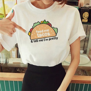 เสื้อยืด พิมพ์ลายมังงะ Taco สไตล์สตรีท สําหรับผู้หญิง