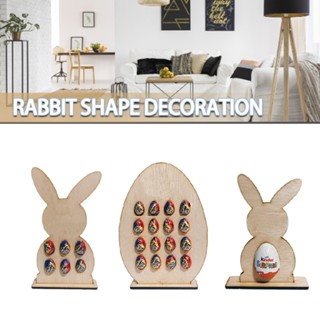 Wooden Easter Spring Eggs Shelf Bunny Table Decoration for Home Kitchen