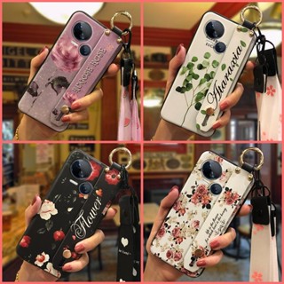 Soft Flower Phone Case For Tecno Spark10 5G/Ki8 Original protective cute Lanyard Wristband Dirt-resistant Silicone cartoon