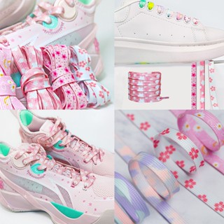 เชือกผูกรองเท้า แบบยืดหยุ่น ลายดอกไม้ ขนาด 120 ซม. 140 ซม. 1…